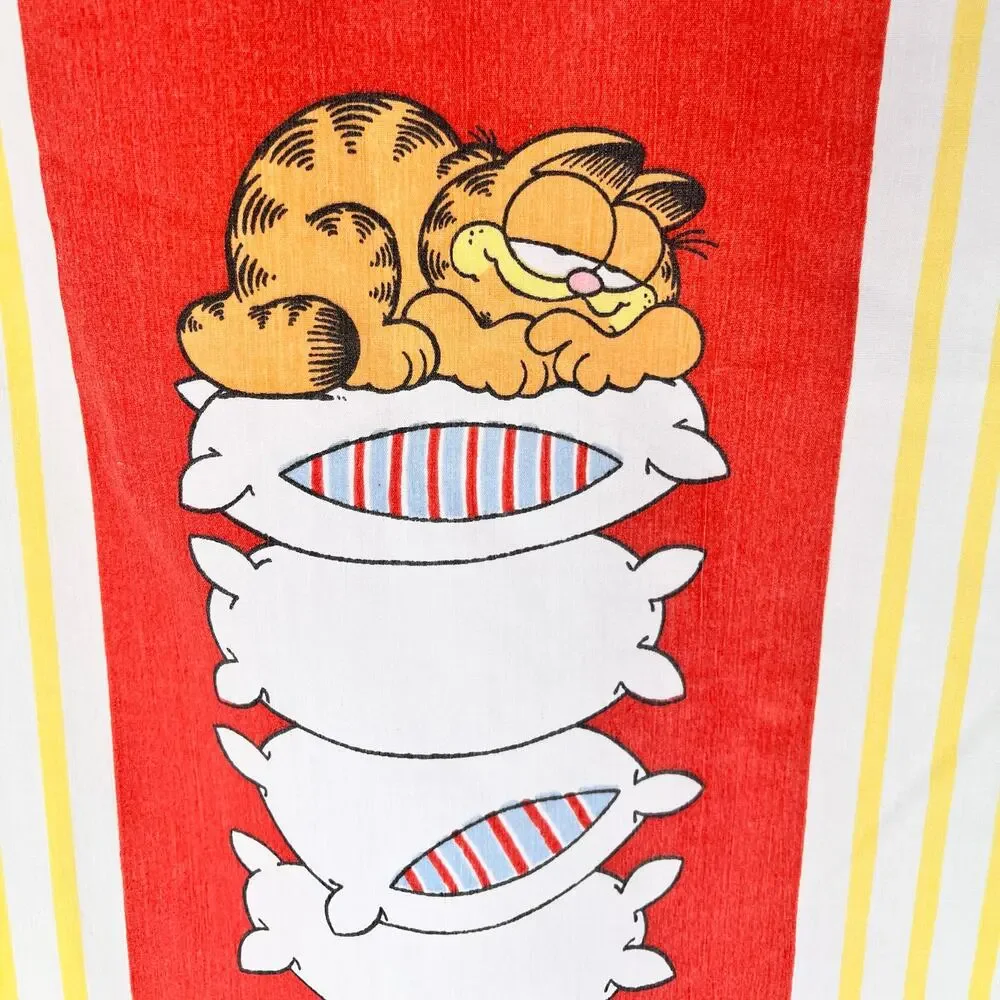 Vintage 80s Garfield Twin Sheet Set 1980s Cat Cartoon Kidcore
